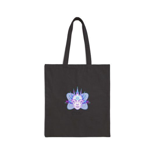 Fractal Glitch Face Tote | chromatic aberration, psychedelic print