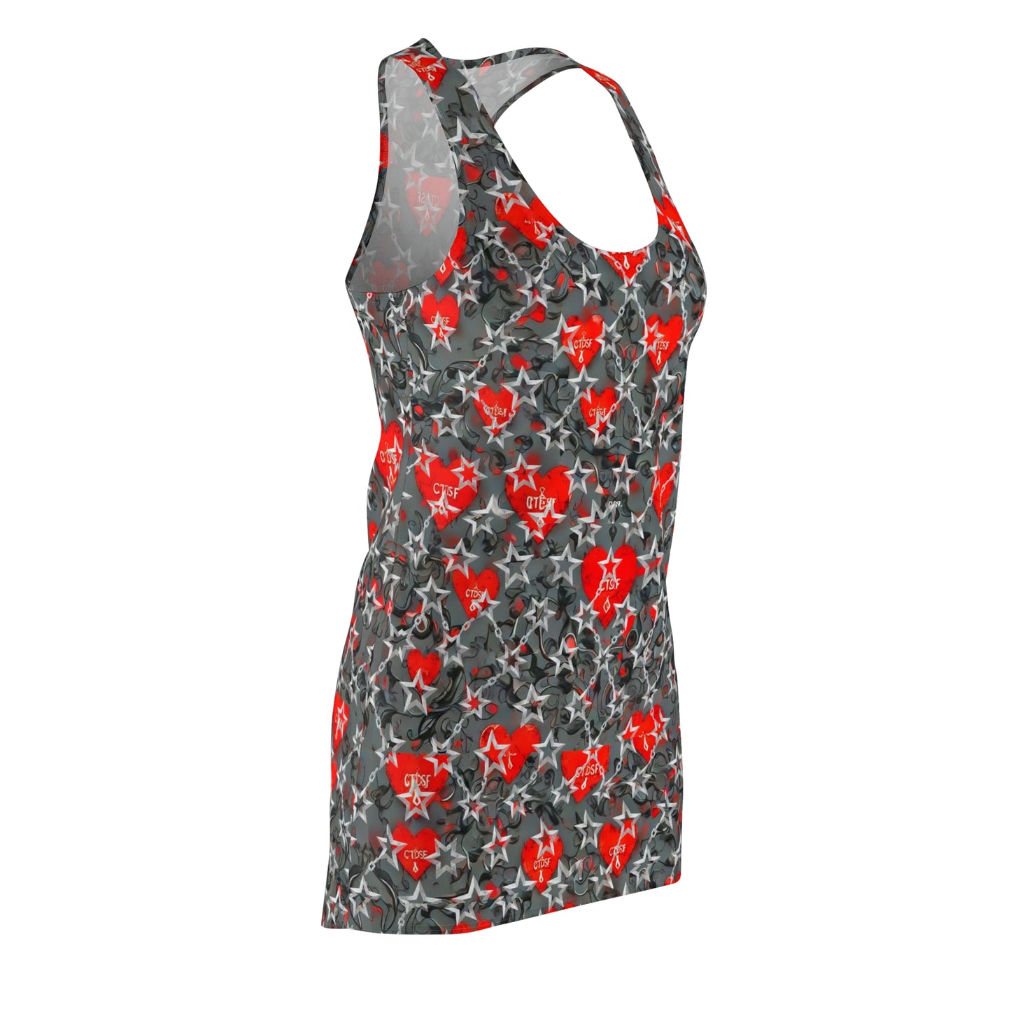 Racerback Dress — Red Heart & Star All-Over Print