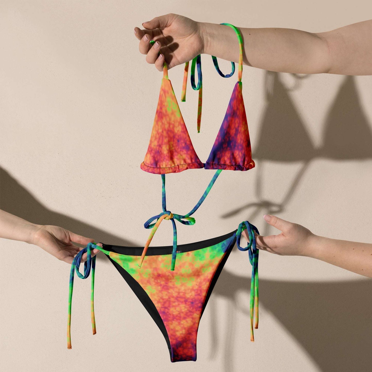 Rainbow π π print recycled string bikini - CTDSF