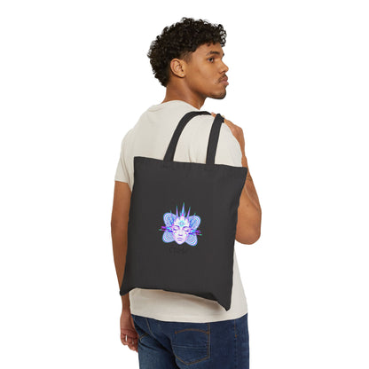 Fractal Glitch Face Tote | chromatic aberration, psychedelic print
