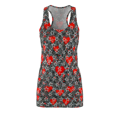 Racerback Dress — Red Heart & Star All-Over Print