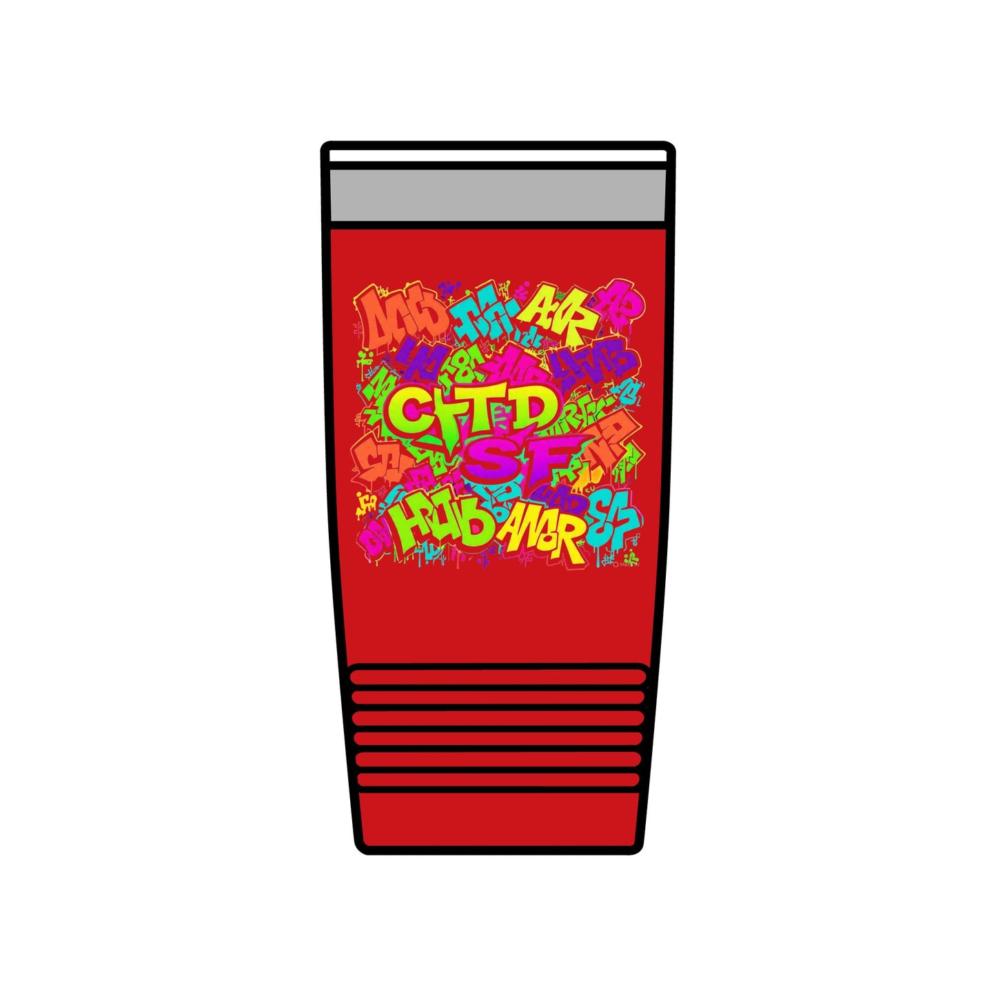 20oz Insulated Tumbler — Colorful Graffiti Initials Design