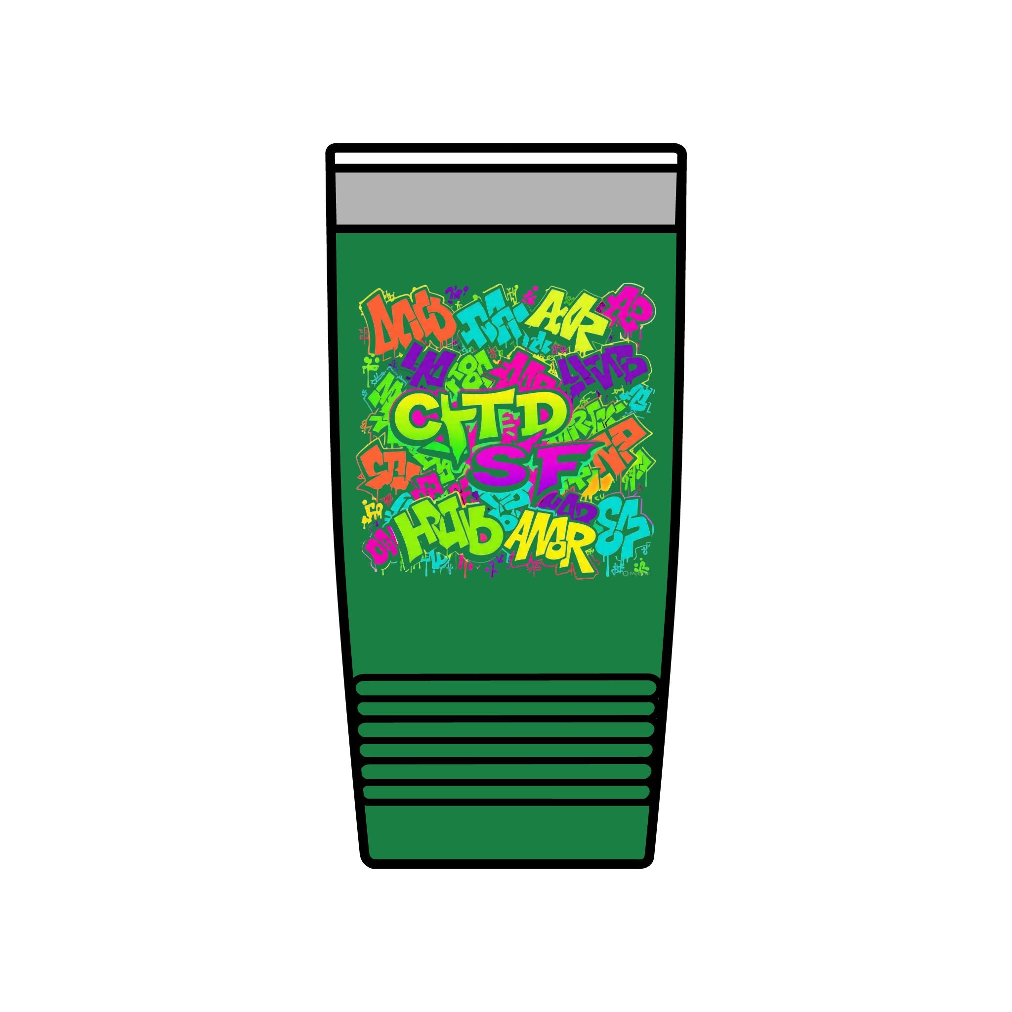 20oz Insulated Tumbler — Colorful Graffiti Initials Design