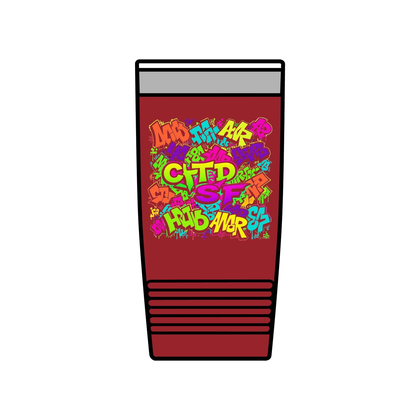 20oz Insulated Tumbler — Colorful Graffiti Initials Design