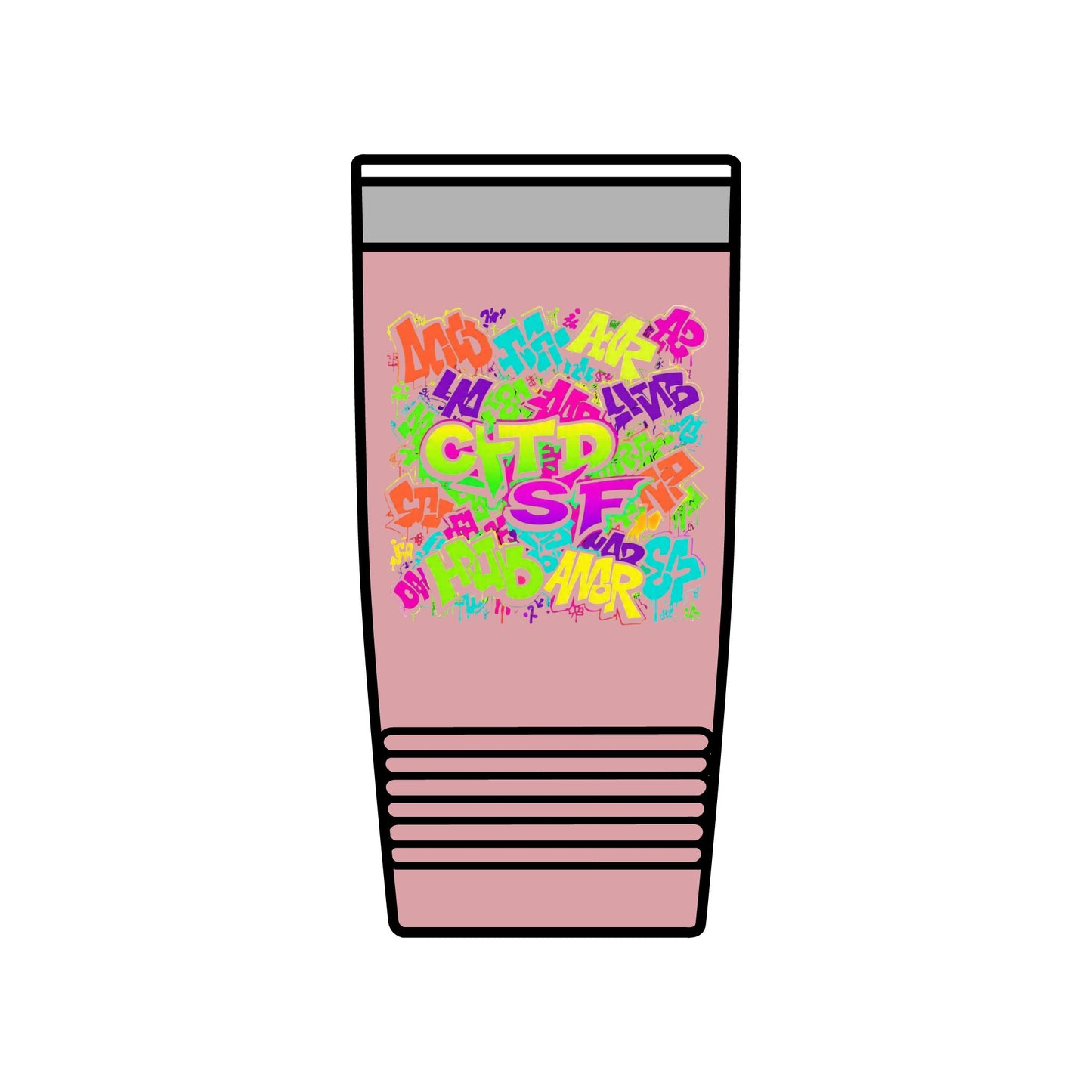 20oz Insulated Tumbler — Colorful Graffiti Initials Design