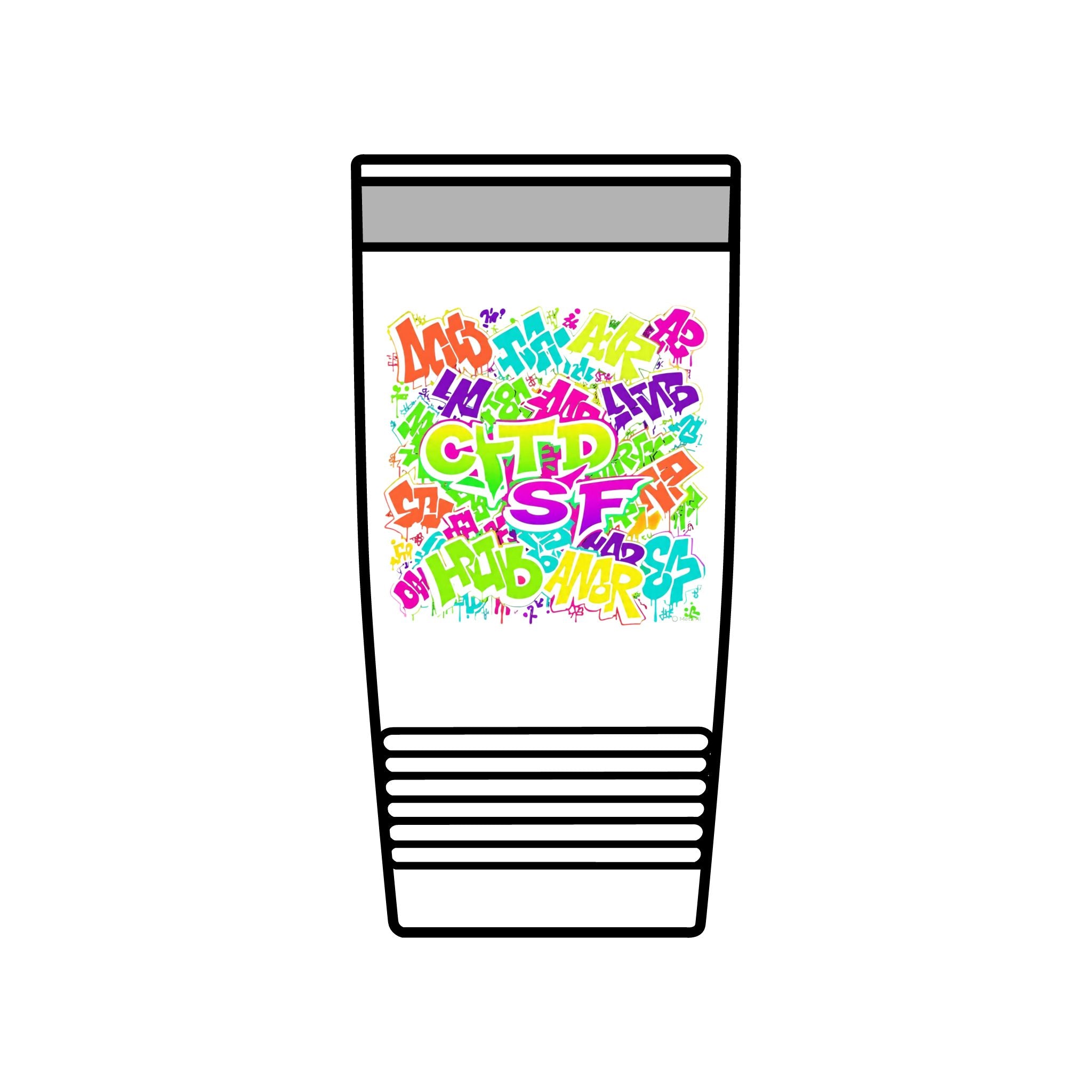 20oz Insulated Tumbler — Colorful Graffiti Initials Design
