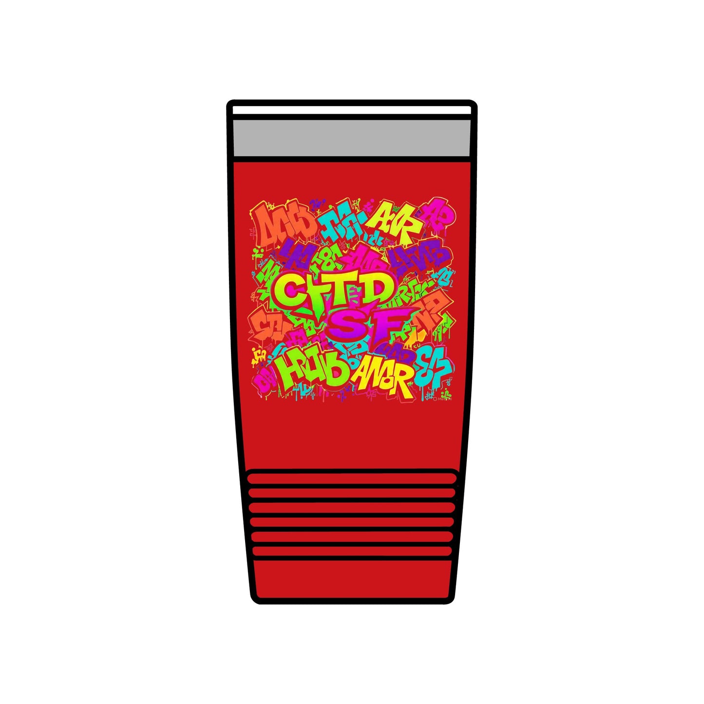 20oz Insulated Tumbler — Colorful Graffiti Initials Design