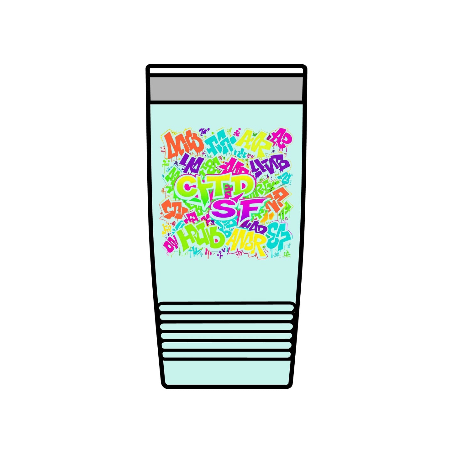 20oz Insulated Tumbler — Colorful Graffiti Initials Design