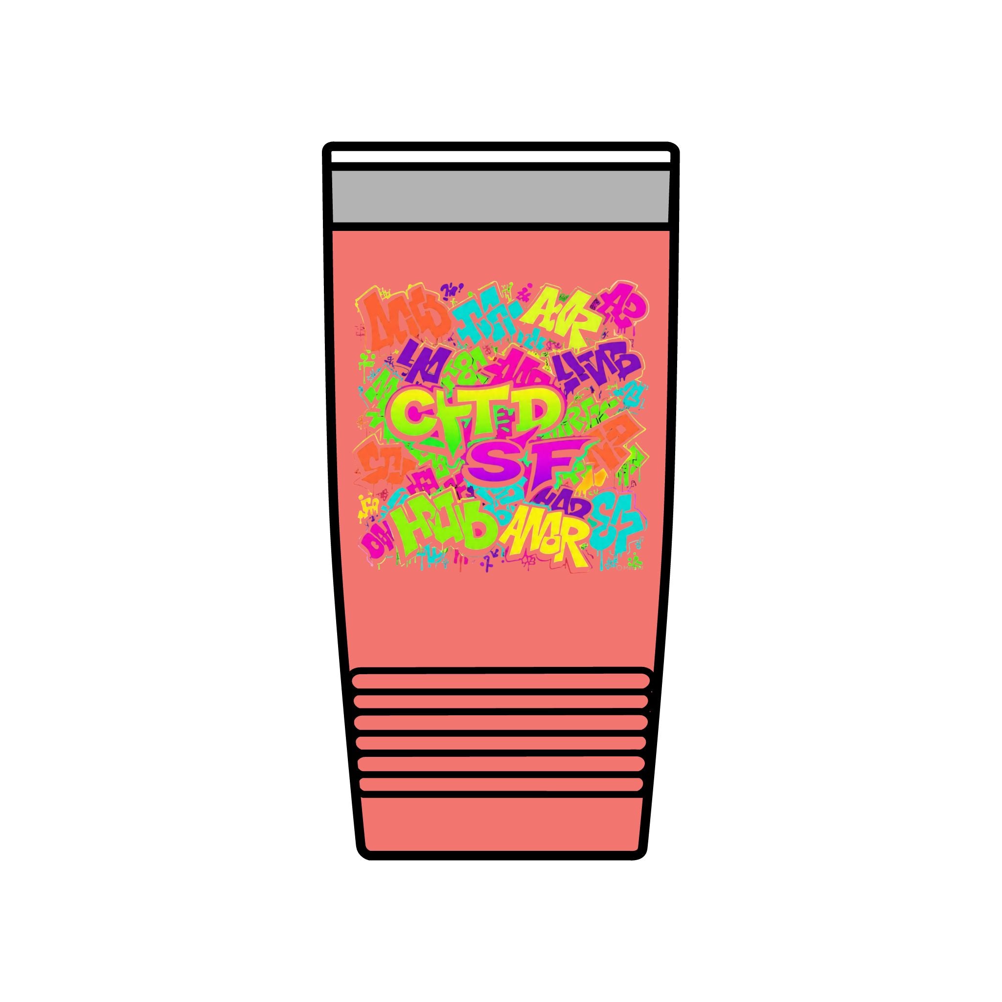 20oz Insulated Tumbler — Colorful Graffiti Initials Design