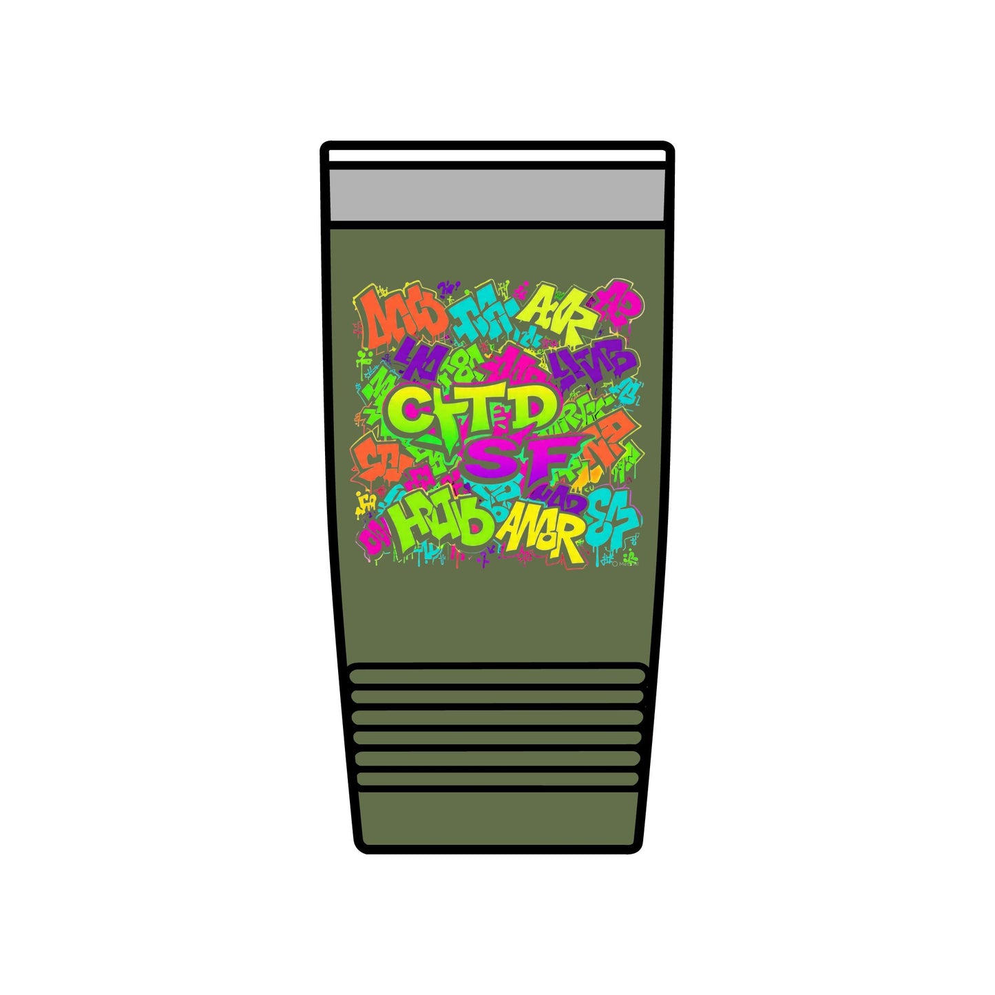 20oz Insulated Tumbler — Colorful Graffiti Initials Design