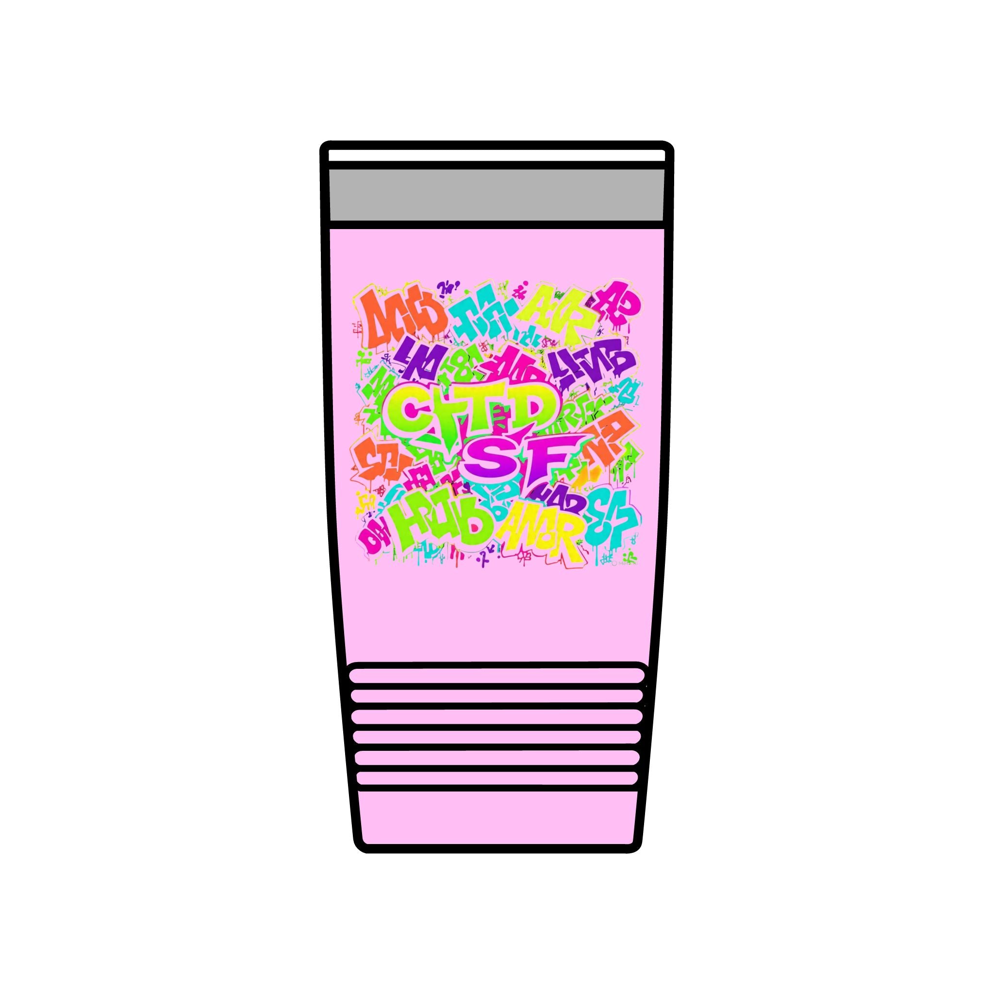 20oz Insulated Tumbler — Colorful Graffiti Initials Design