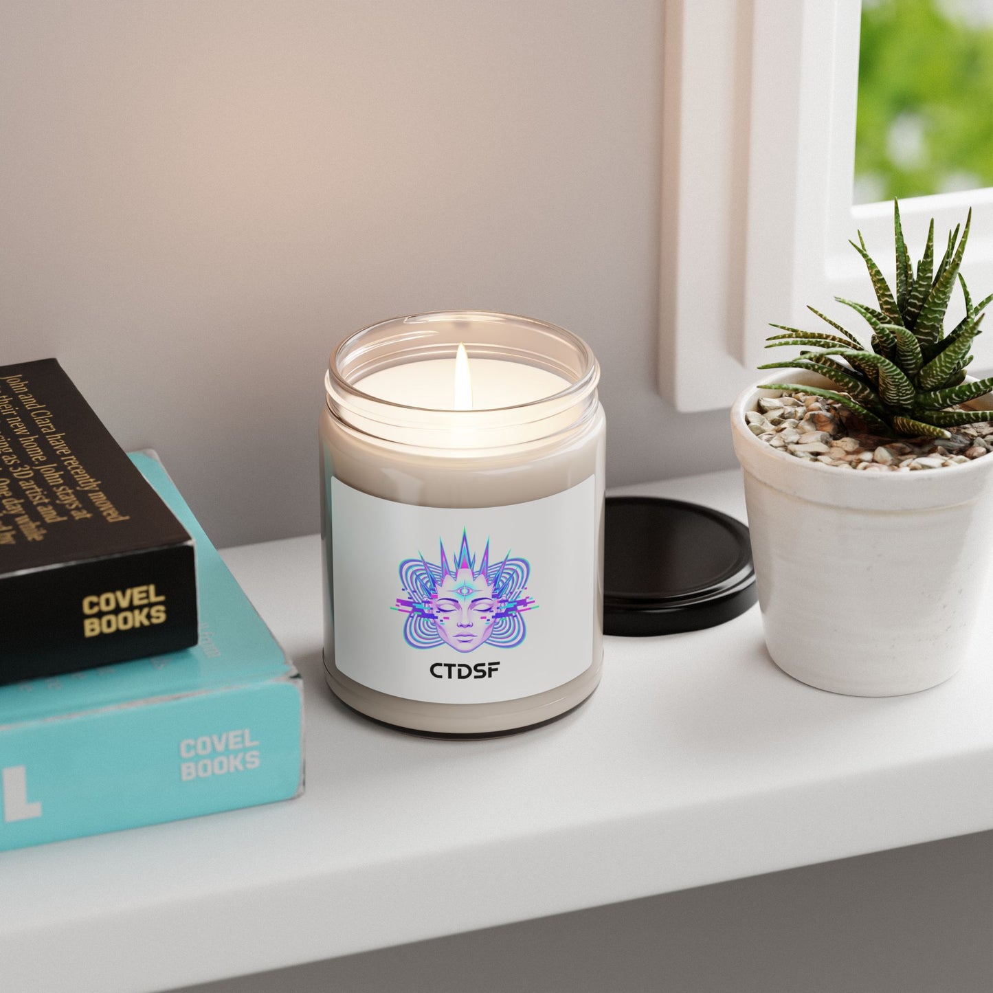 Fractal Glitch Face Candle, Soy Candle | Chromatic Aberration, Psychedelic