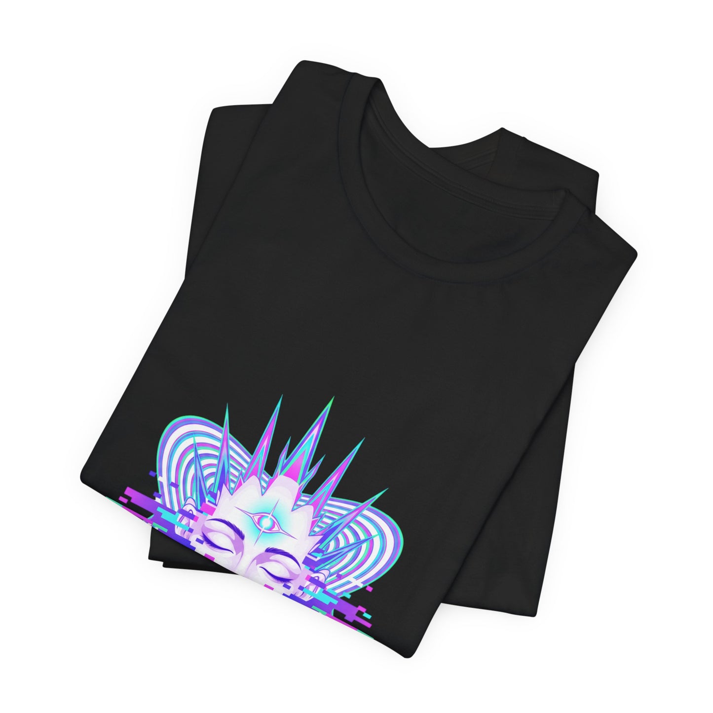 Glitch Fractal Face Tee | chromatic aberration, psychedelic print