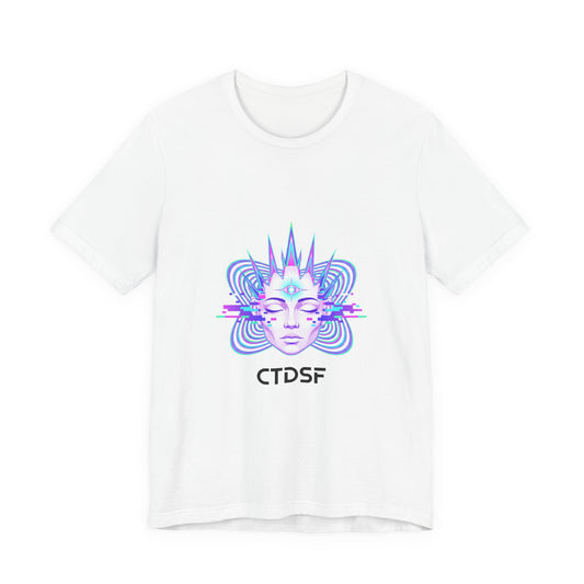 Glitch Fractal Face Tee | chromatic aberration, psychedelic print