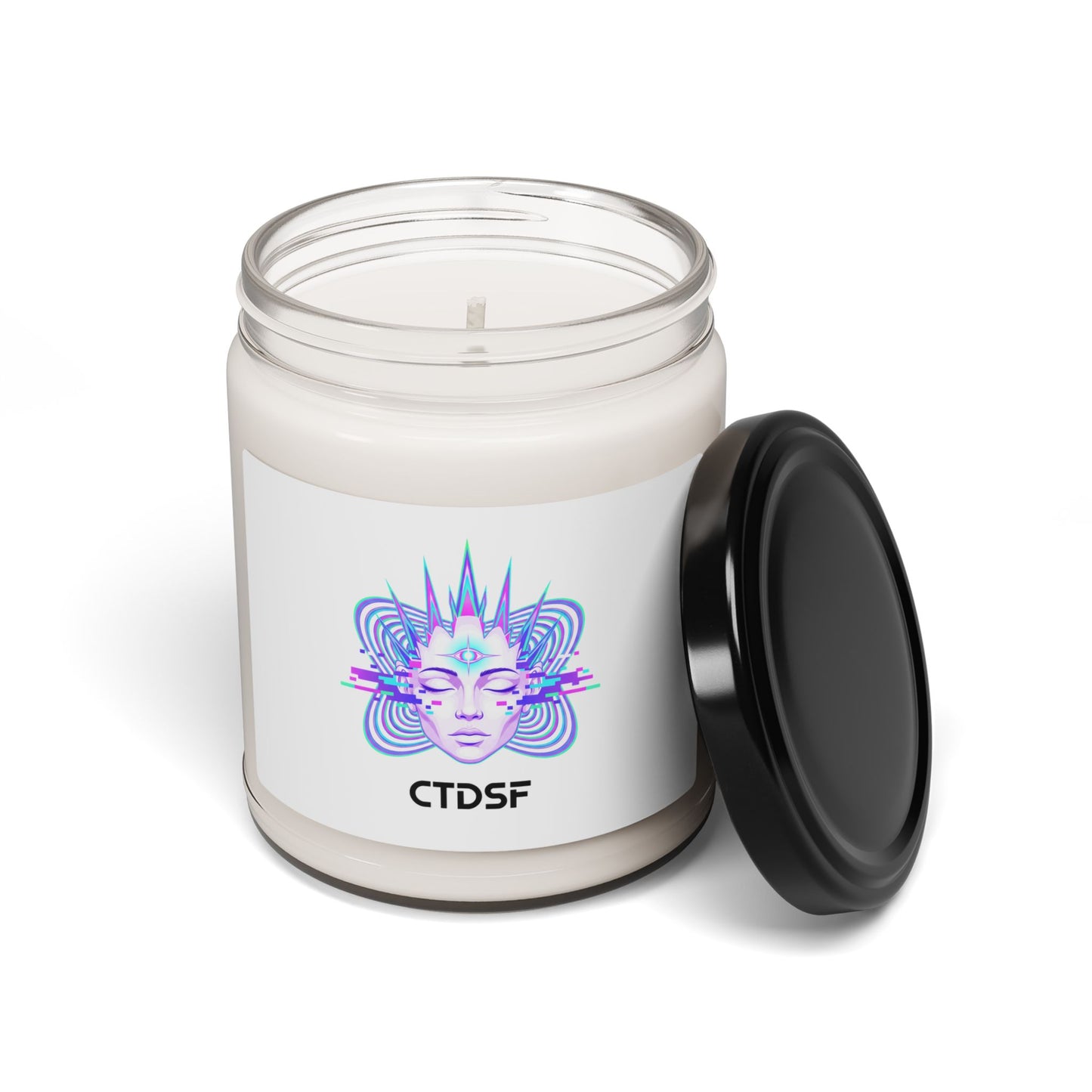 Fractal Glitch Face Candle, Soy Candle | Chromatic Aberration, Psychedelic