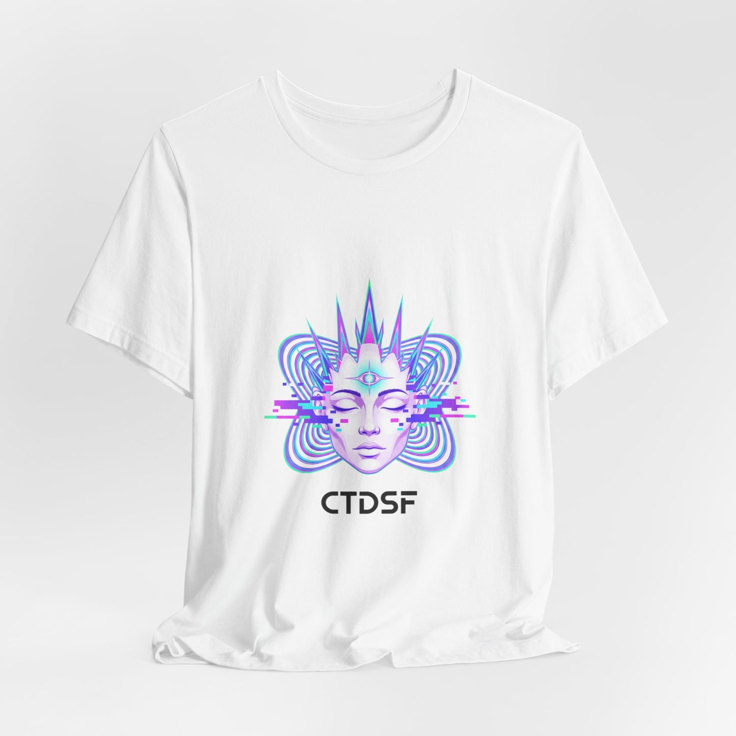 Glitch Fractal Face Tee | chromatic aberration, psychedelic print