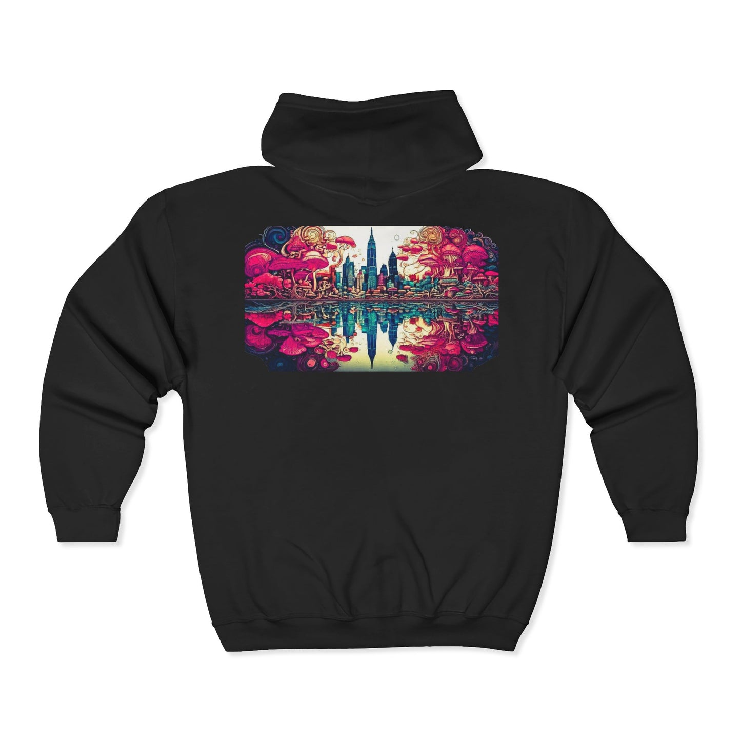 Retro Neon Cityscape Zip Hoodie — CTDSF Graphic Full‑Zip Sweatshirt