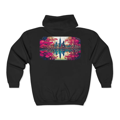 Retro Neon Cityscape Zip Hoodie — CTDSF Graphic Full‑Zip Sweatshirt