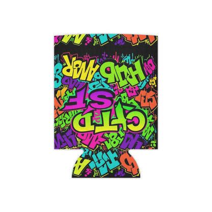 Graffiti Neon Can Cooler - Colorful Urban Street Art Drink Sleeve