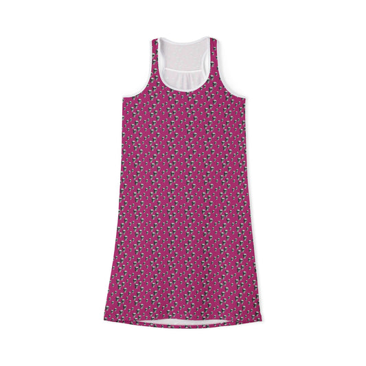 Skull Pattern Pink Racerback Dress