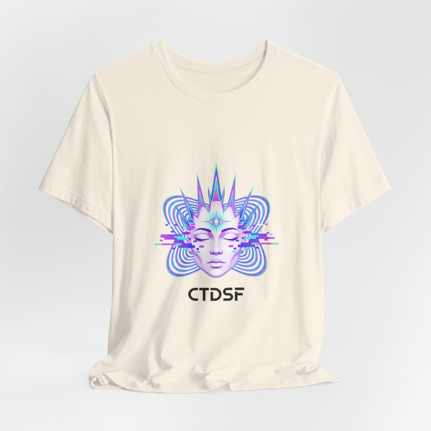 Glitch Fractal Face Tee | chromatic aberration, psychedelic print