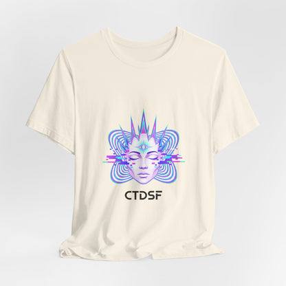 Glitch Fractal Face Tee | chromatic aberration, psychedelic print