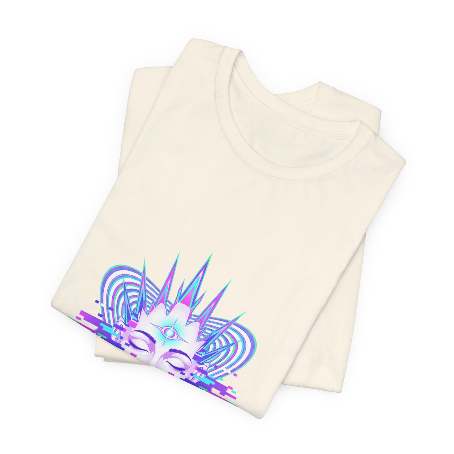 Glitch Fractal Face Tee | chromatic aberration, psychedelic print