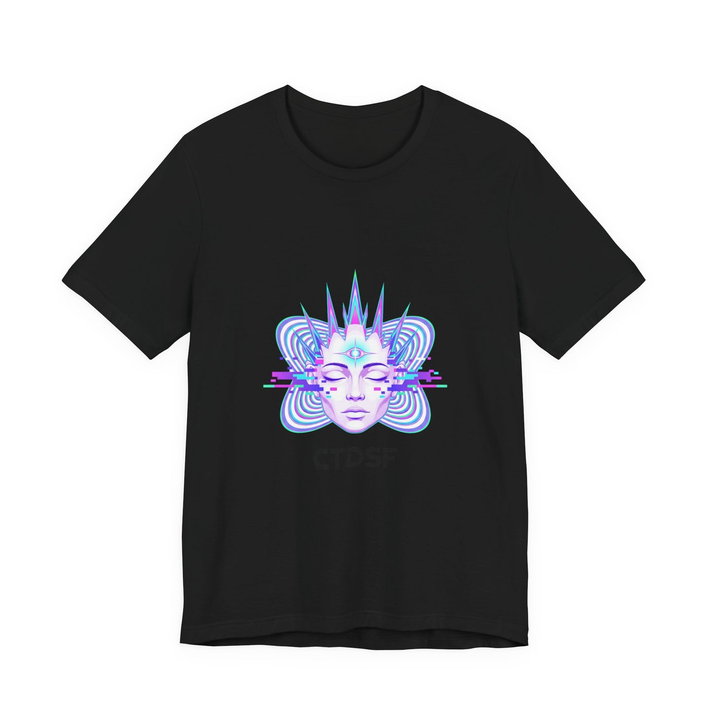 Glitch Fractal Face Tee | chromatic aberration, psychedelic print