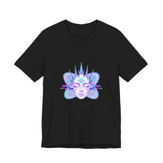 Glitch Fractal Face Tee | chromatic aberration, psychedelic print