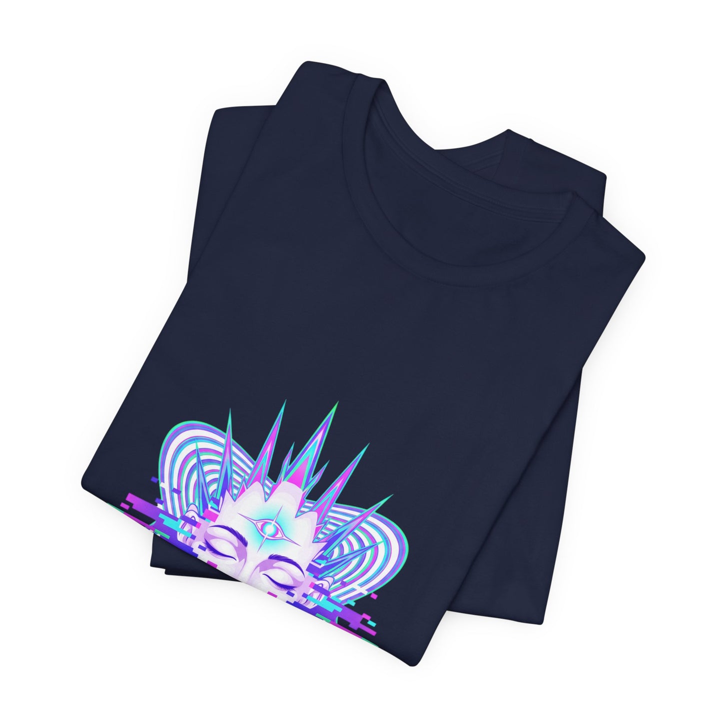 Glitch Fractal Face Tee | chromatic aberration, psychedelic print