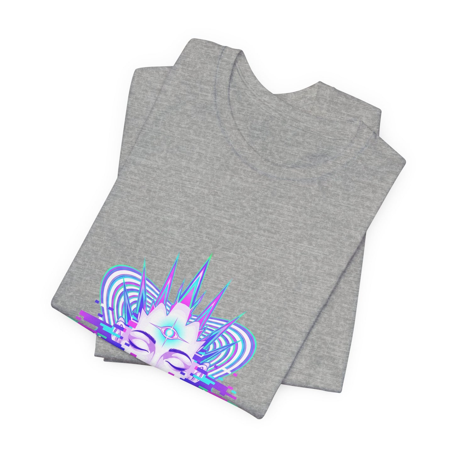 Glitch Fractal Face Tee | chromatic aberration, psychedelic print