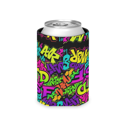 Graffiti Neon Can Cooler - Colorful Urban Street Art Drink Sleeve