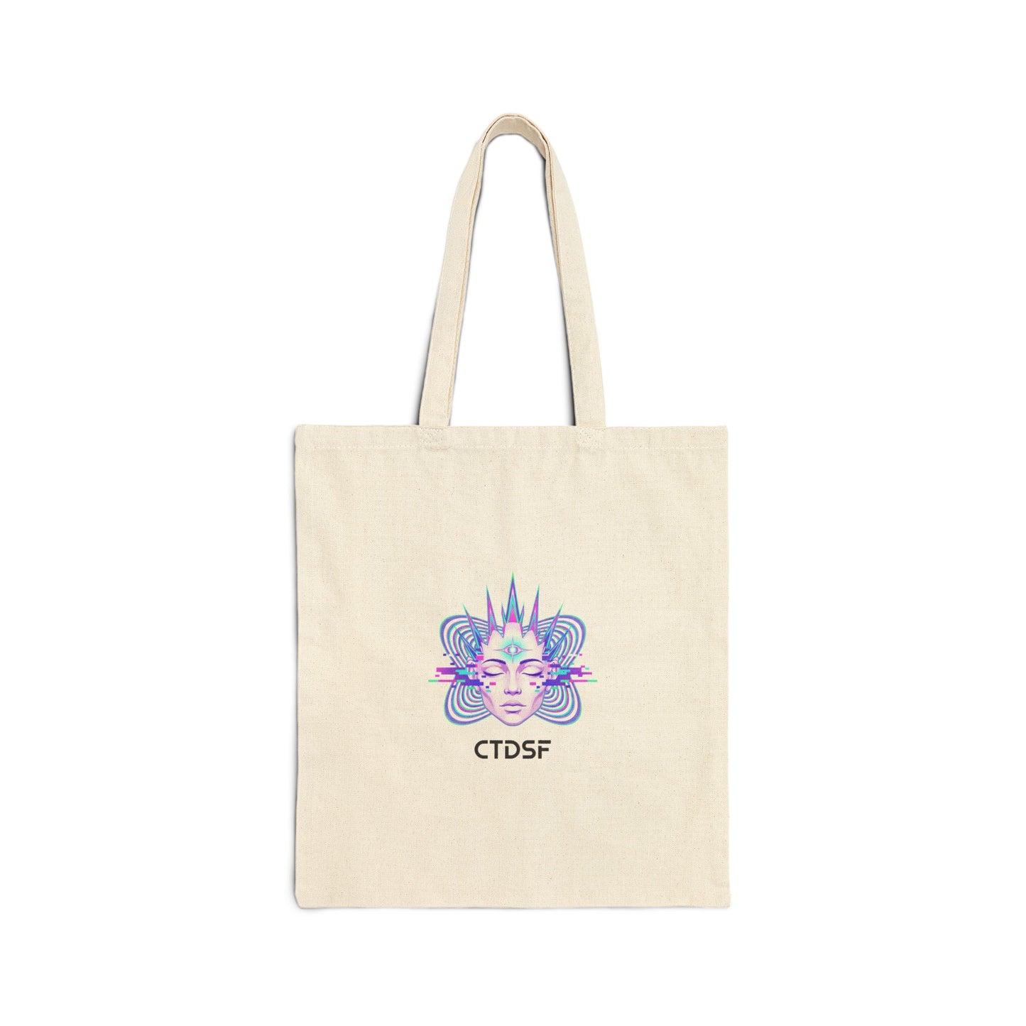 Fractal Glitch Face Tote | chromatic aberration, psychedelic print