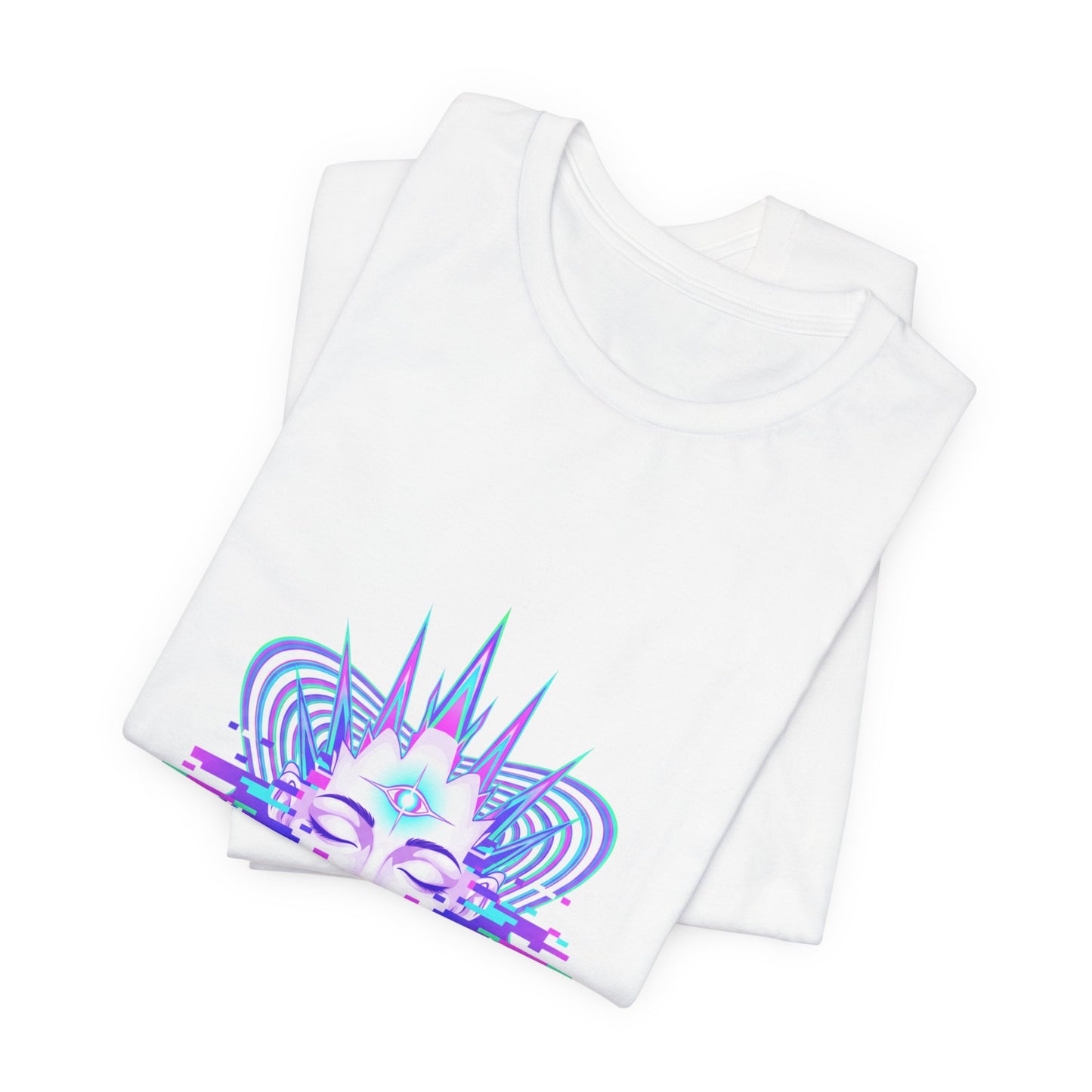 Glitch Fractal Face Tee | chromatic aberration, psychedelic print