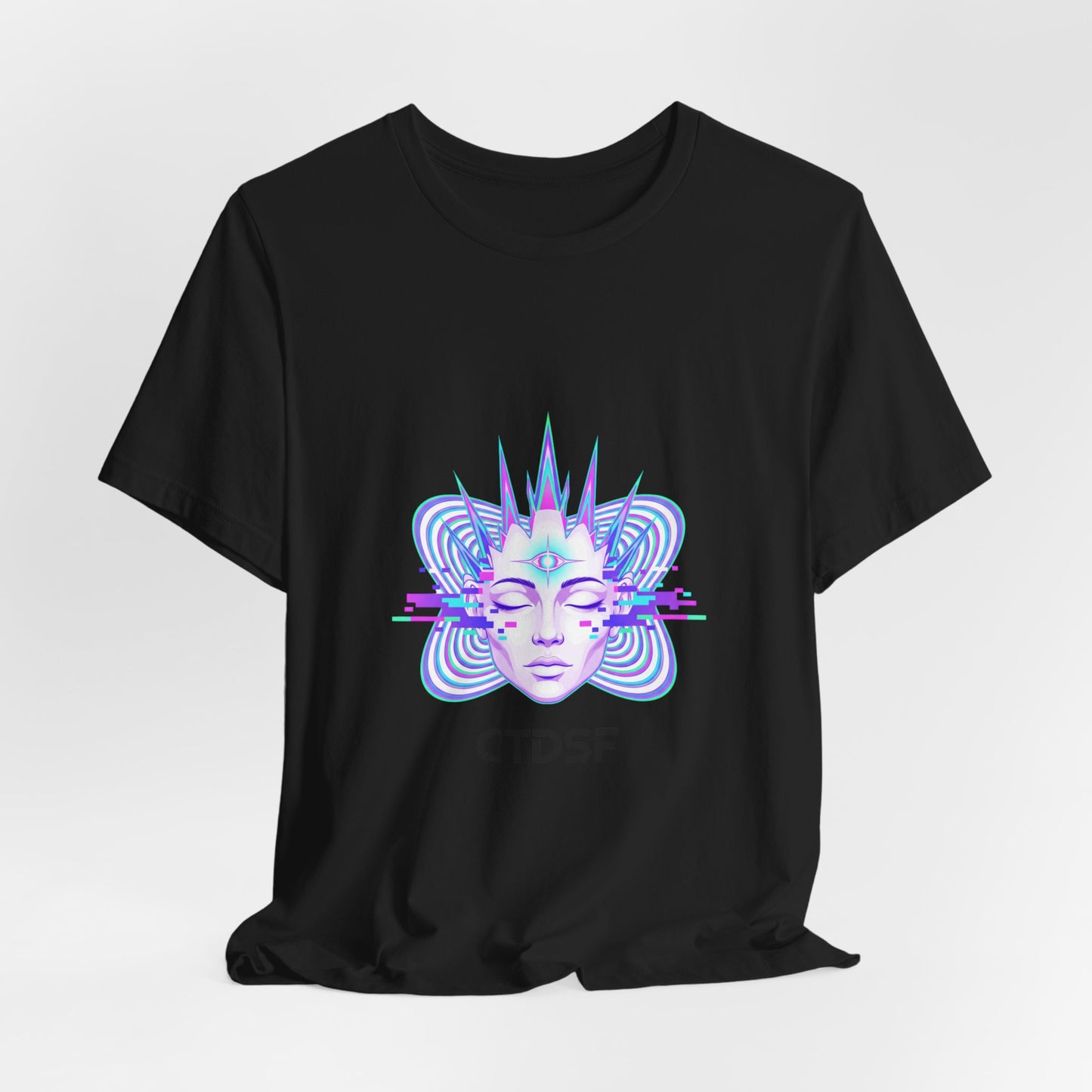 Glitch Fractal Face Tee | chromatic aberration, psychedelic print