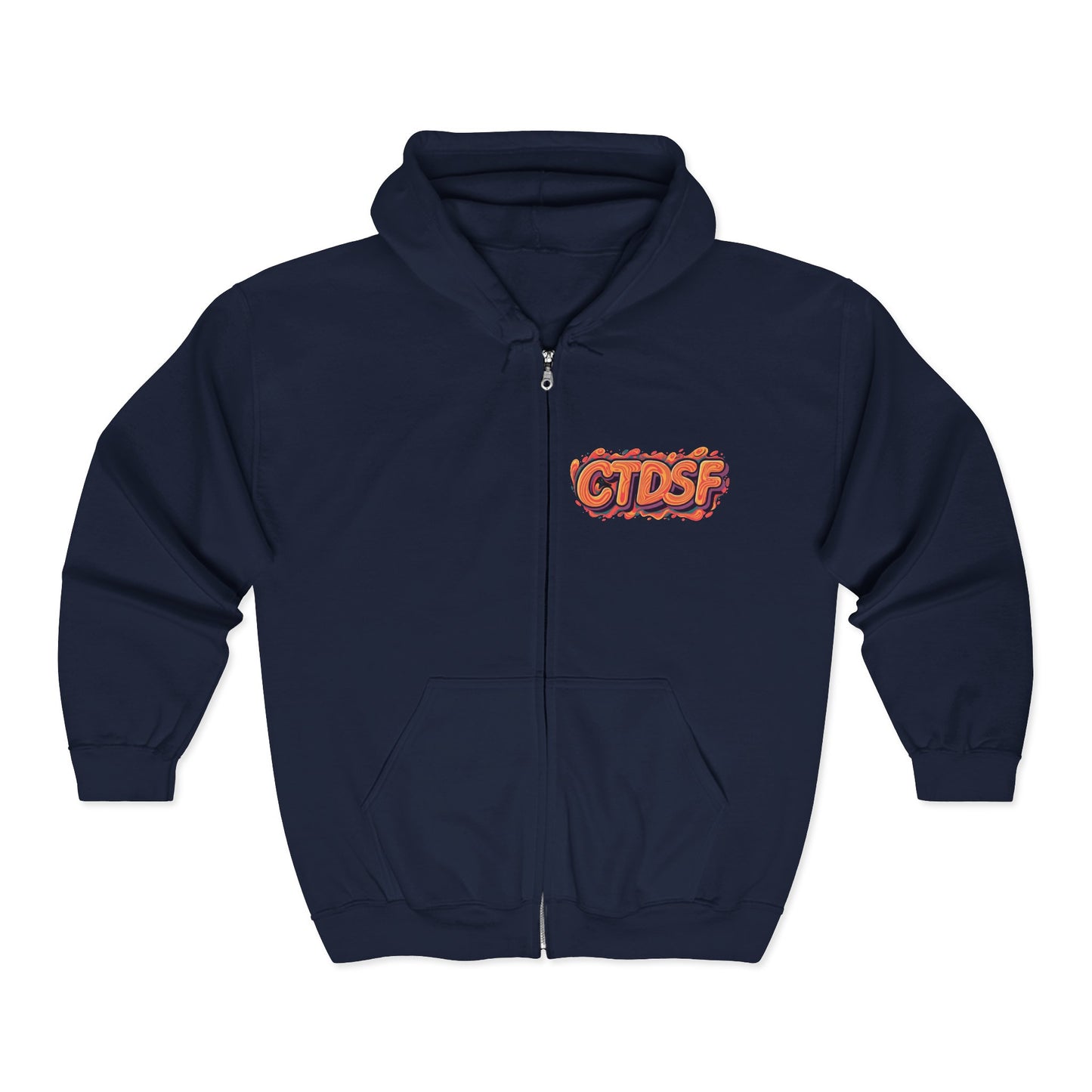 Retro Neon Cityscape Zip Hoodie — CTDSF Graphic Full‑Zip Sweatshirt