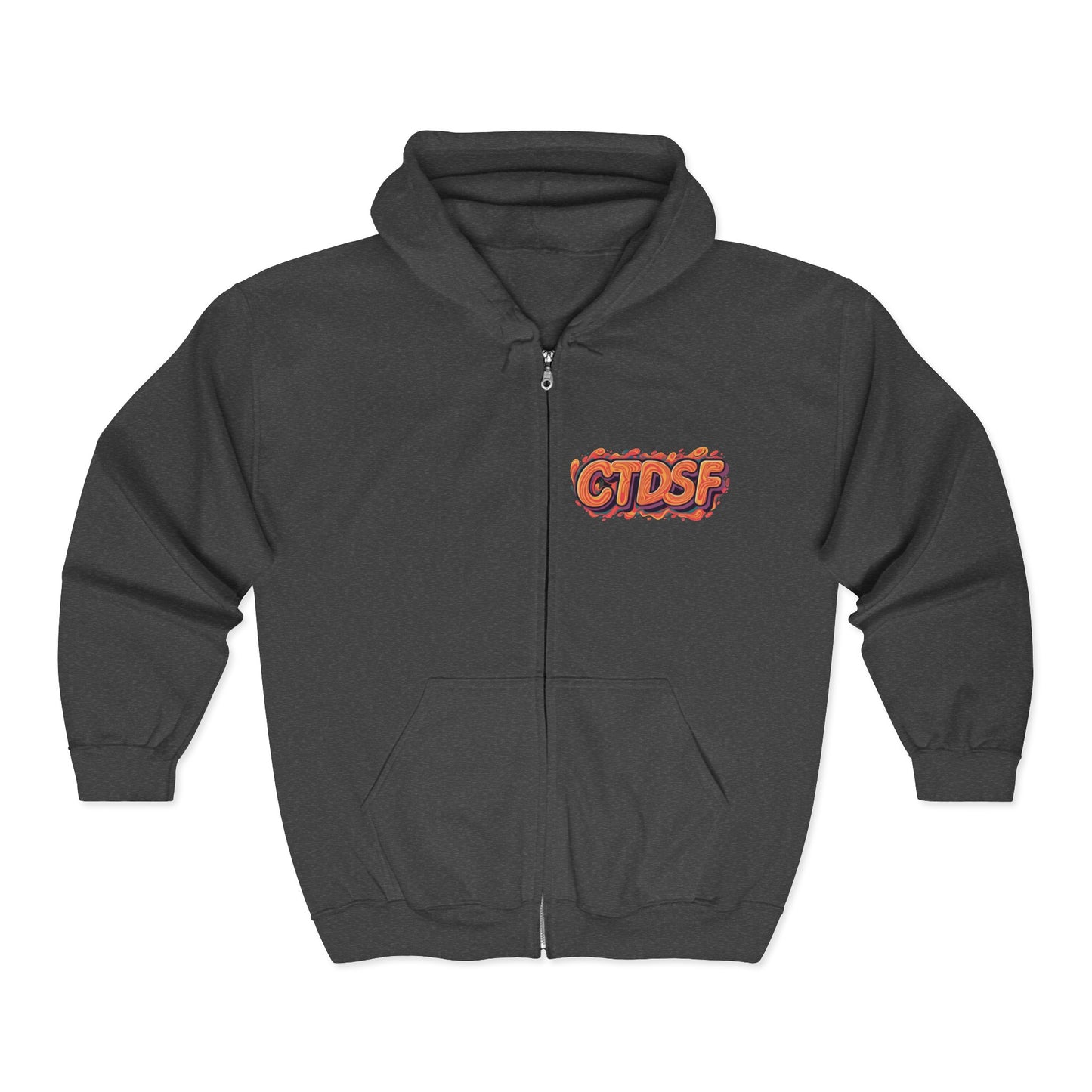 Retro Neon Cityscape Zip Hoodie — CTDSF Graphic Full‑Zip Sweatshirt