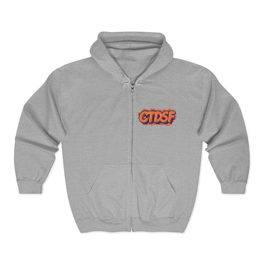 Retro Neon Cityscape Zip Hoodie — CTDSF Graphic Full‑Zip Sweatshirt