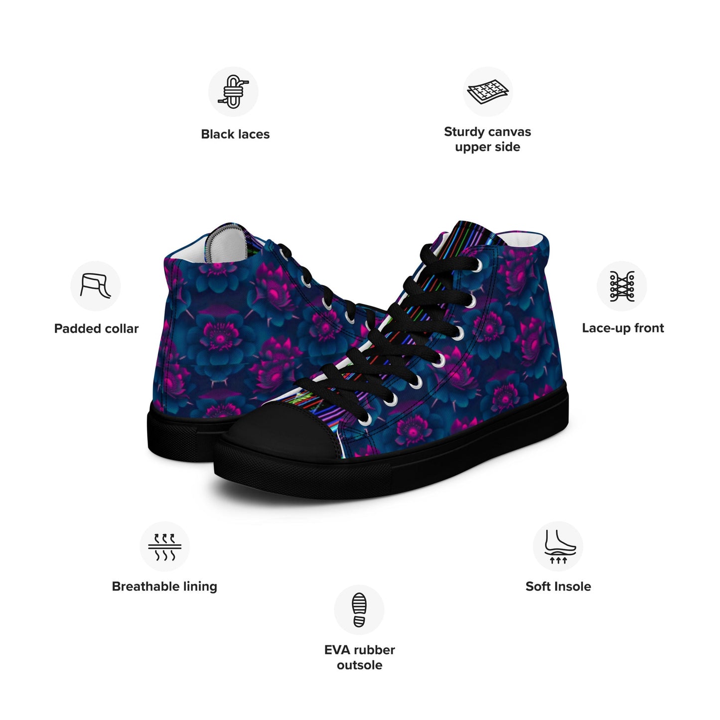 Dark Wardrobe Society Floral Men’s high top Limited run Shoes - CTDSF
