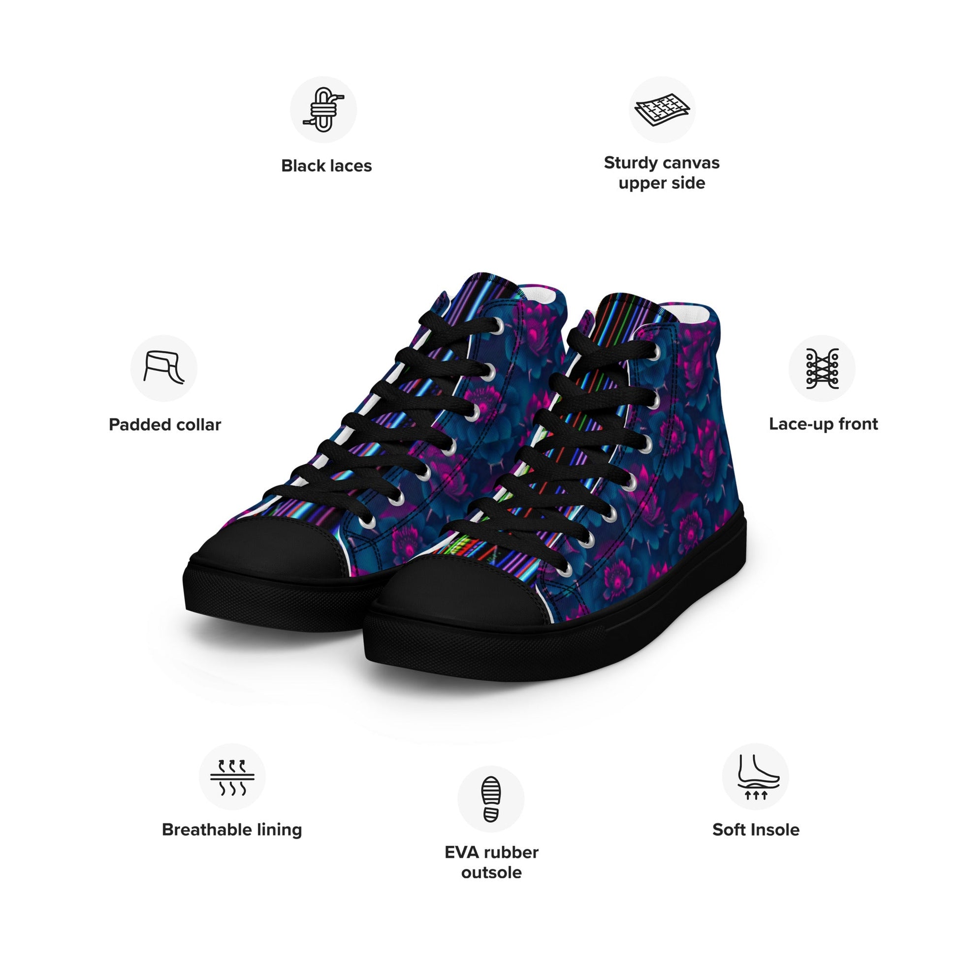 Dark Wardrobe Society Floral Men’s high top Limited run Shoes - CTDSF