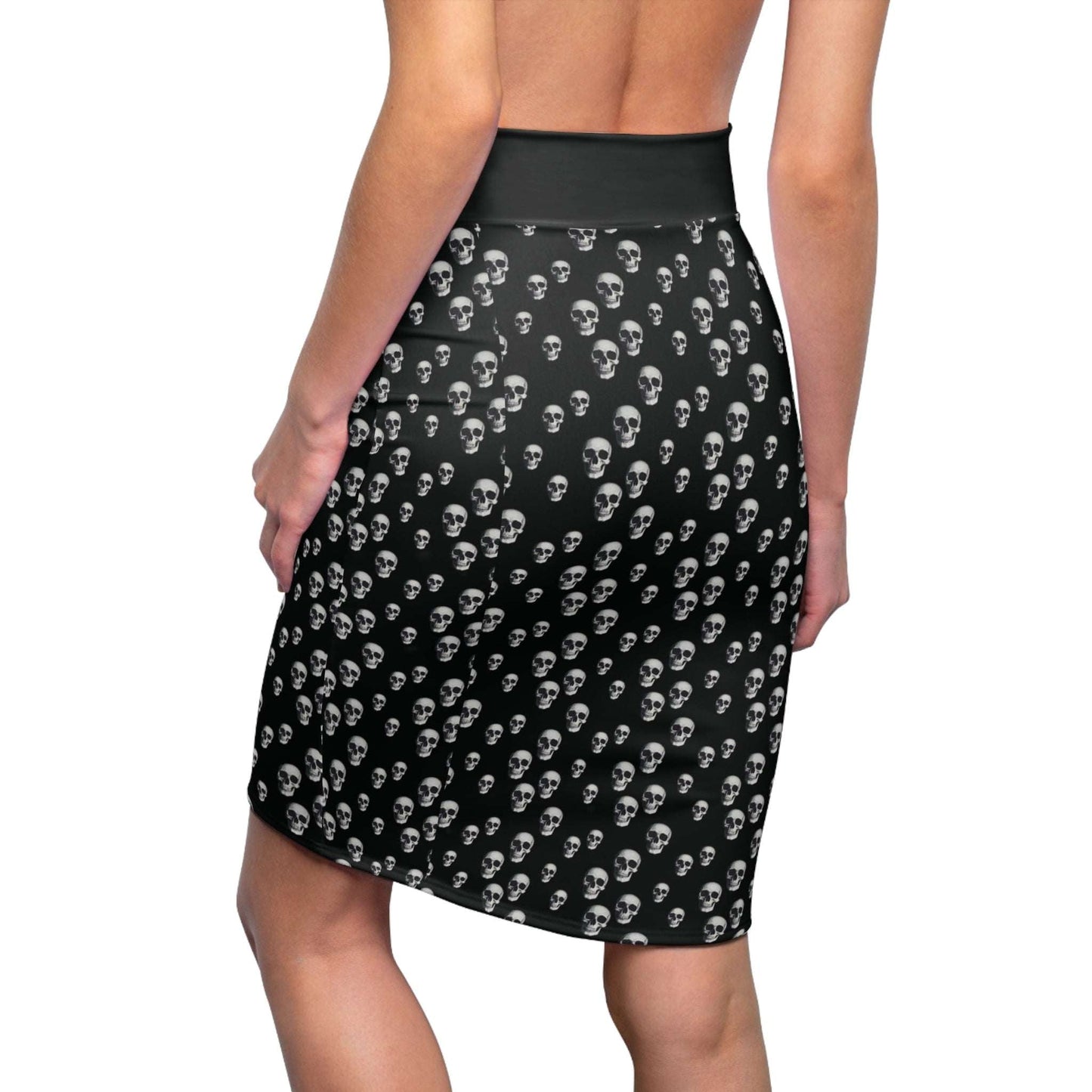 Gothic Skull Pencil Skirt | Edgy Fashion Statement | Women's AOP Skirt, Halloween Outfit, Alternative Style, Everyday Wear, Festival Look - CTDSF