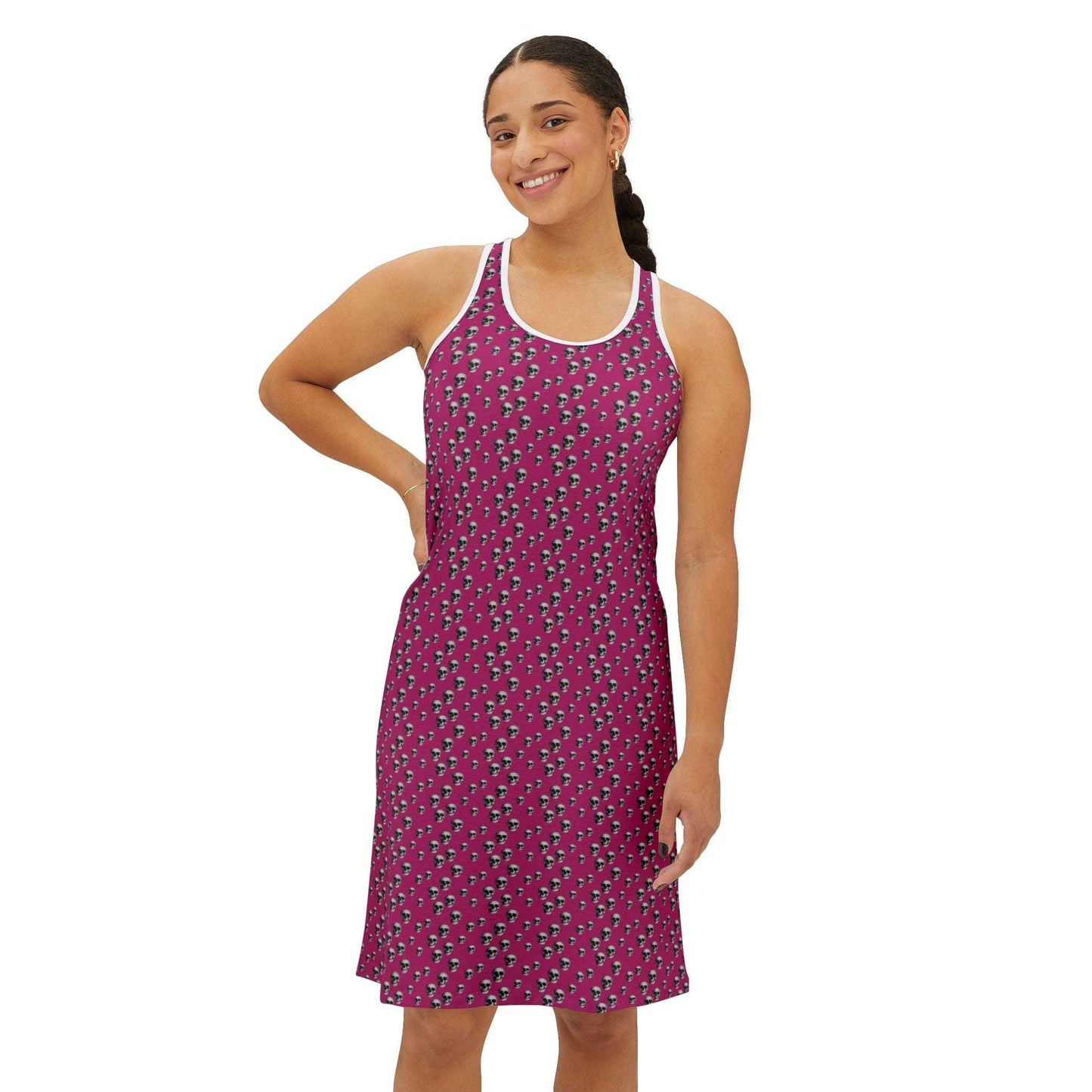 Skull Pattern Pink Racerback Dress - CTDSF